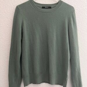 100% Mongolian Cashmere Quince Womens S Crewneck Sweater Sage Green Fall Winter